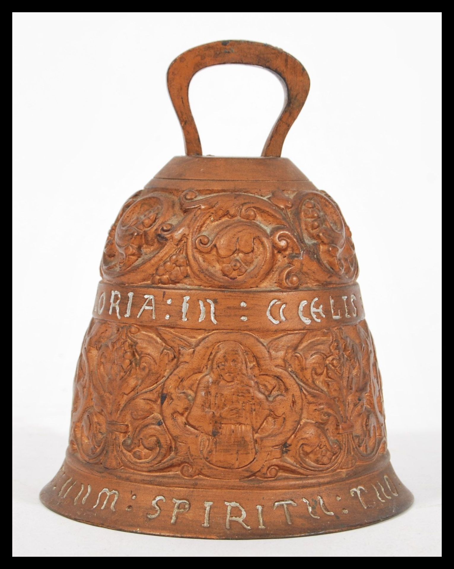 A 20th Century recreation of a 17th Century cast brass sanctuary bell with Latin inscription '