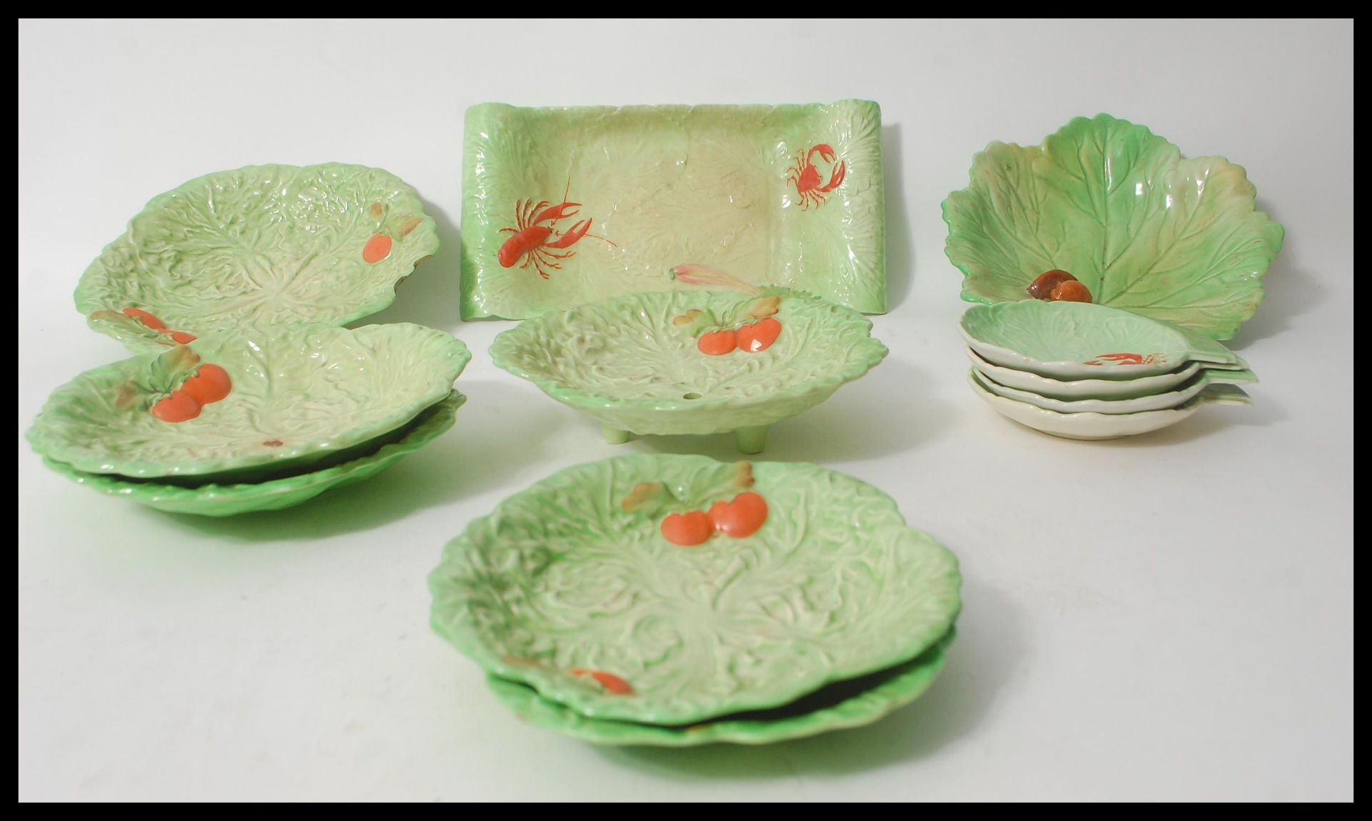 A selection of vintage 1960's Carlton Ware cabbage plates to include a nut bowl in the form of a