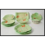 A selection of vintage 1960's Carlton Ware cabbage plates to include a nut bowl in the form of a