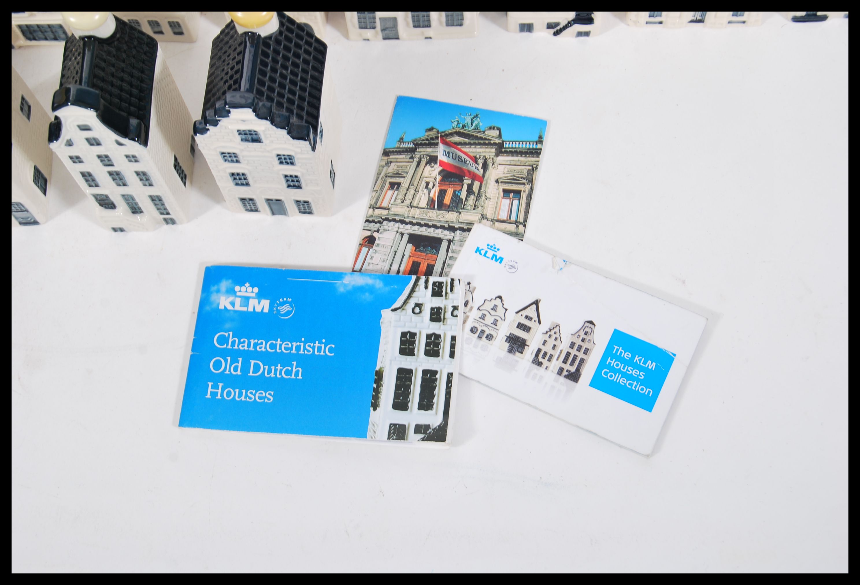 A collection of seventy nine collectable KLM ceramic blue and white Delft 'Bols' houses, all wax - Image 5 of 7