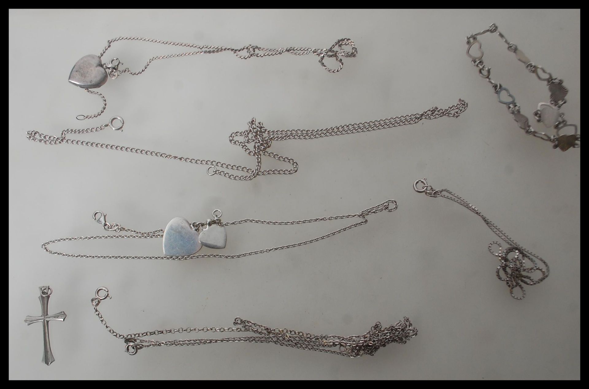 A collection of silver jewellery to include various silver necklaces, silver bangles, silver - Image 11 of 14