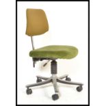 A vintage retro 20th Century industrial machinists / work swivel chair, padded seat pad raised on