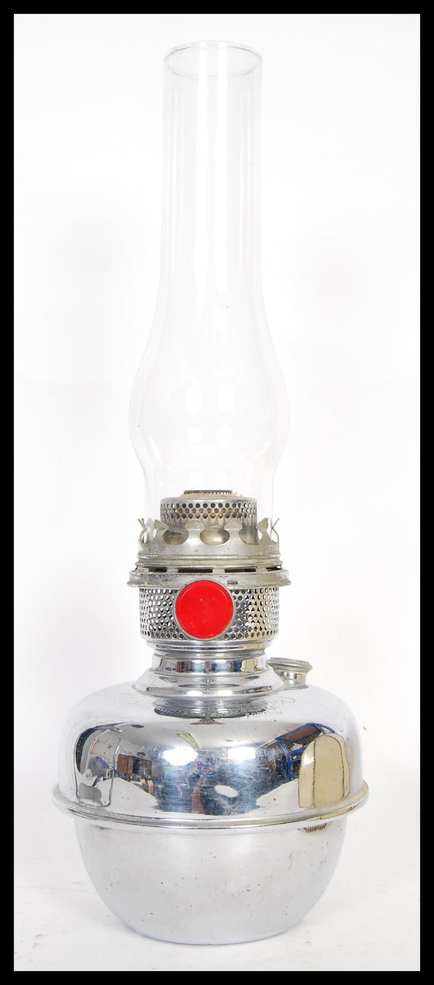 An Art Deco 1930's German Famos 120cp suspending oil lamp having a faux hide shade, glass flu and - Bild 3 aus 3