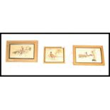 After Cecil Aldin (1870-1935) A set of three framed lithograph coloured prints two depicting hunting