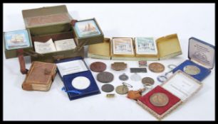 A group of vintage cards and coins to include a boxed Wills games set in box consisting of card back