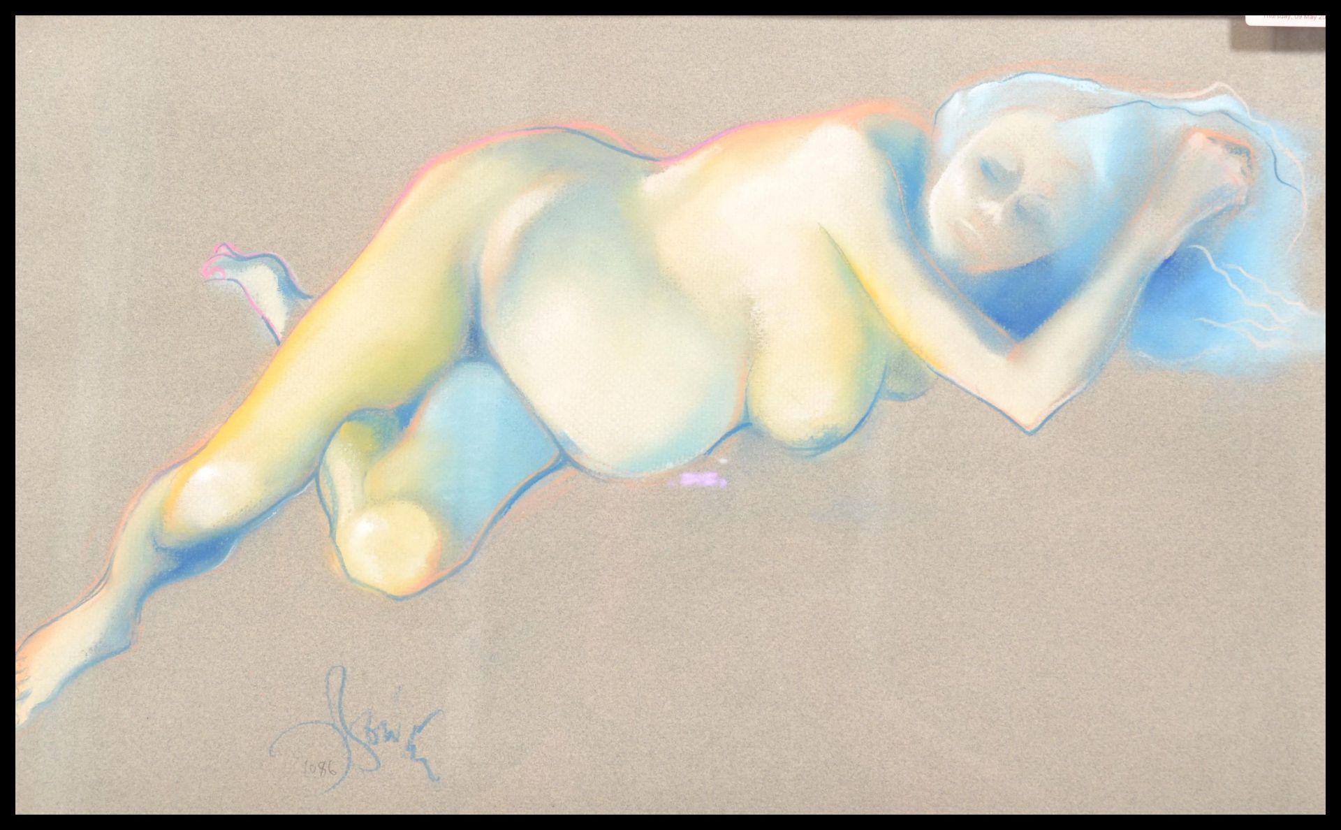 Dick Boulton ( Artist & Sculptor )A 20th century  chalk pastel drawing on paper, depicting a nude of