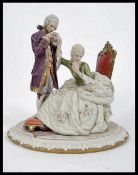 A very large vintage 20th Century Capodimonte matt glazed porcelain group  diorama of a classical