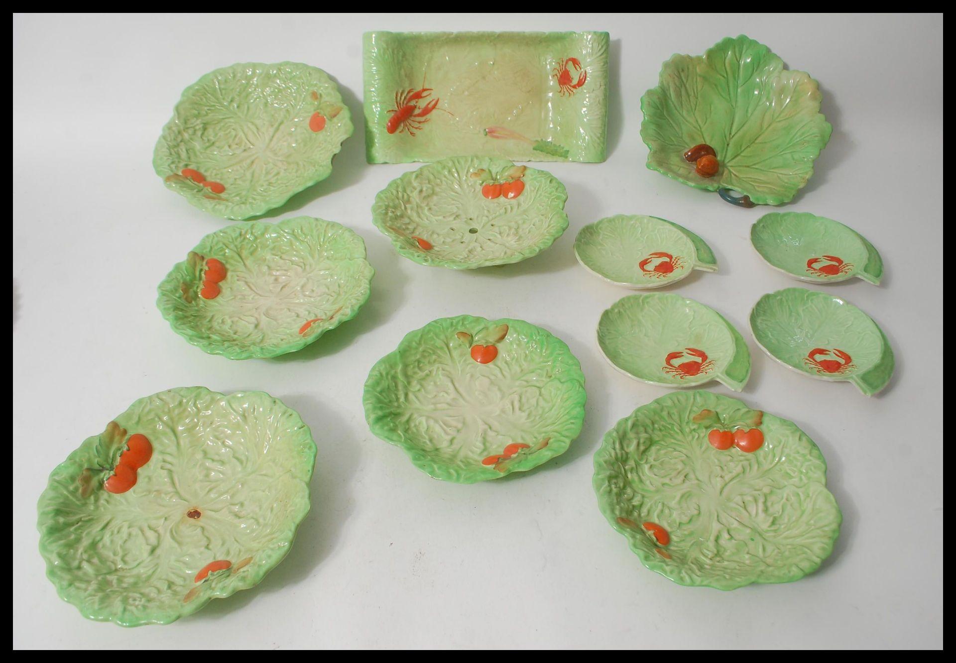 A selection of vintage 1960's Carlton Ware cabbage plates to include a nut bowl in the form of a - Image 3 of 14