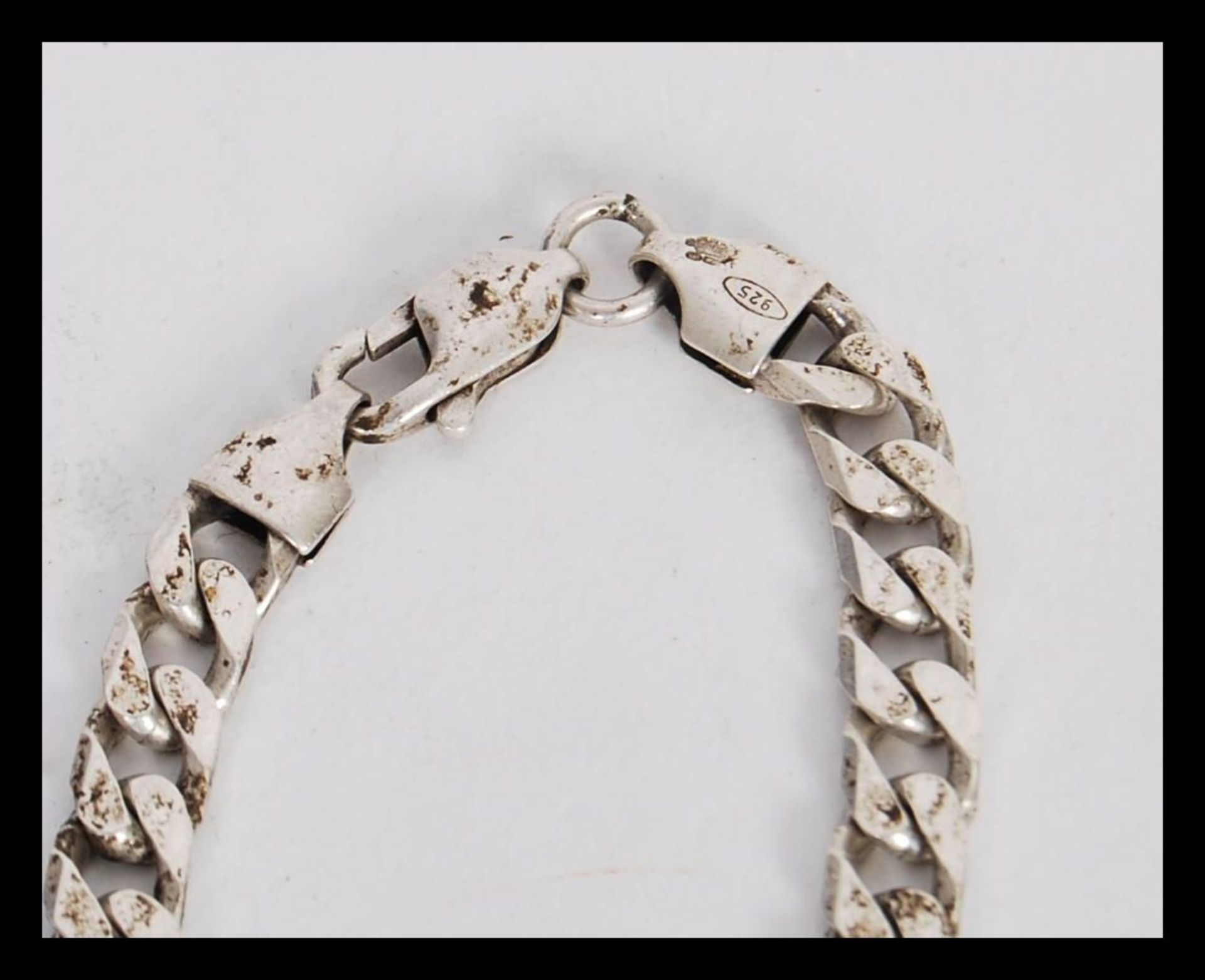 Three stamped 925 silver necklaces to include a flat linked snake chain, a flat linked necklace with - Image 4 of 5