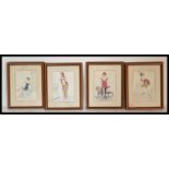 A set of four 19th Century French watercolour paintings entitled Bathing Belle depicting four
