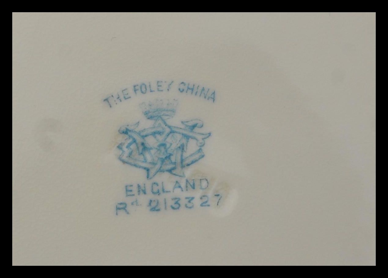 A 19th century Victorian Foley tea service transfer printed in the fern pattern in blue having - Image 3 of 11