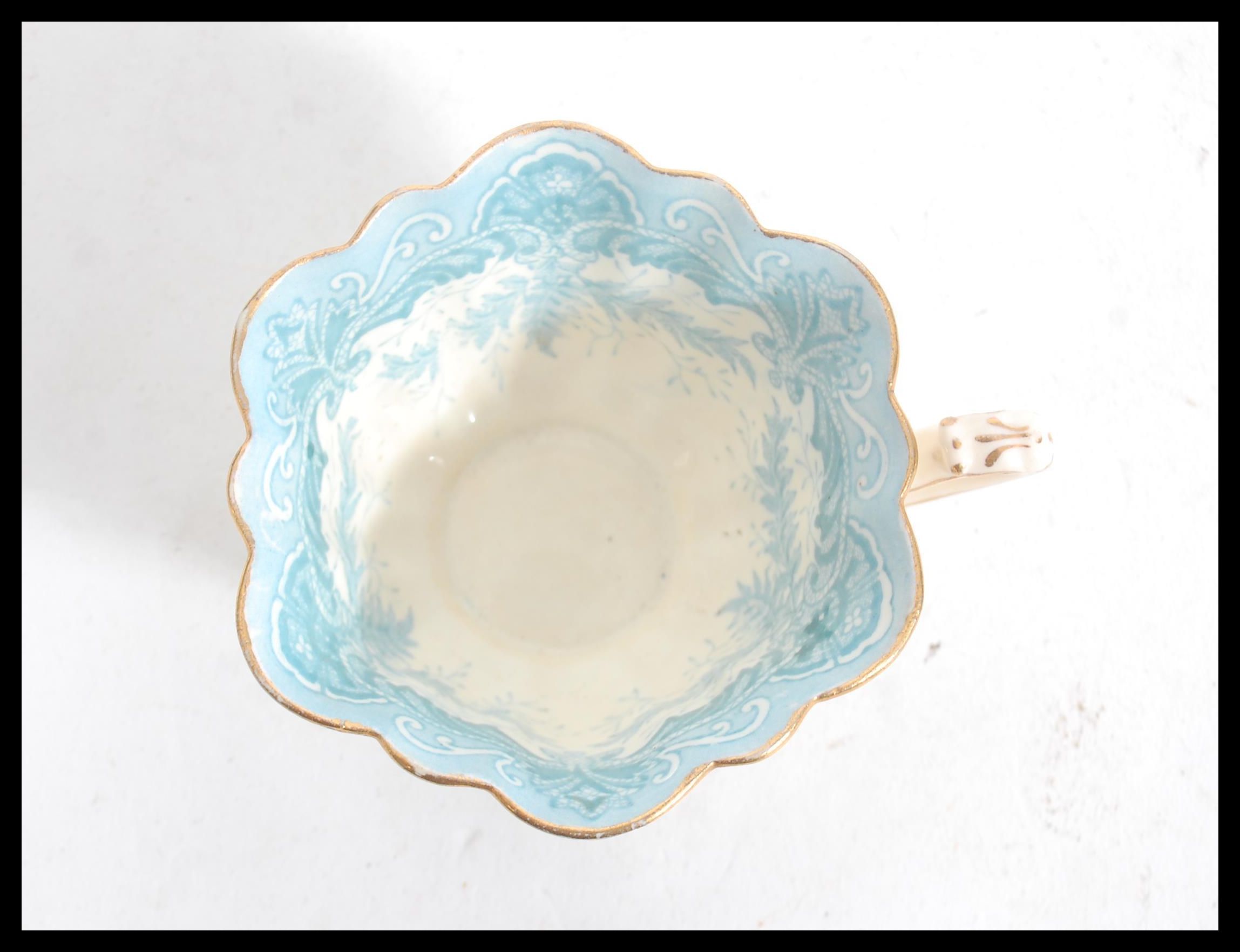 A 19th century Victorian Foley tea service transfer printed in the fern pattern in blue having - Image 10 of 11