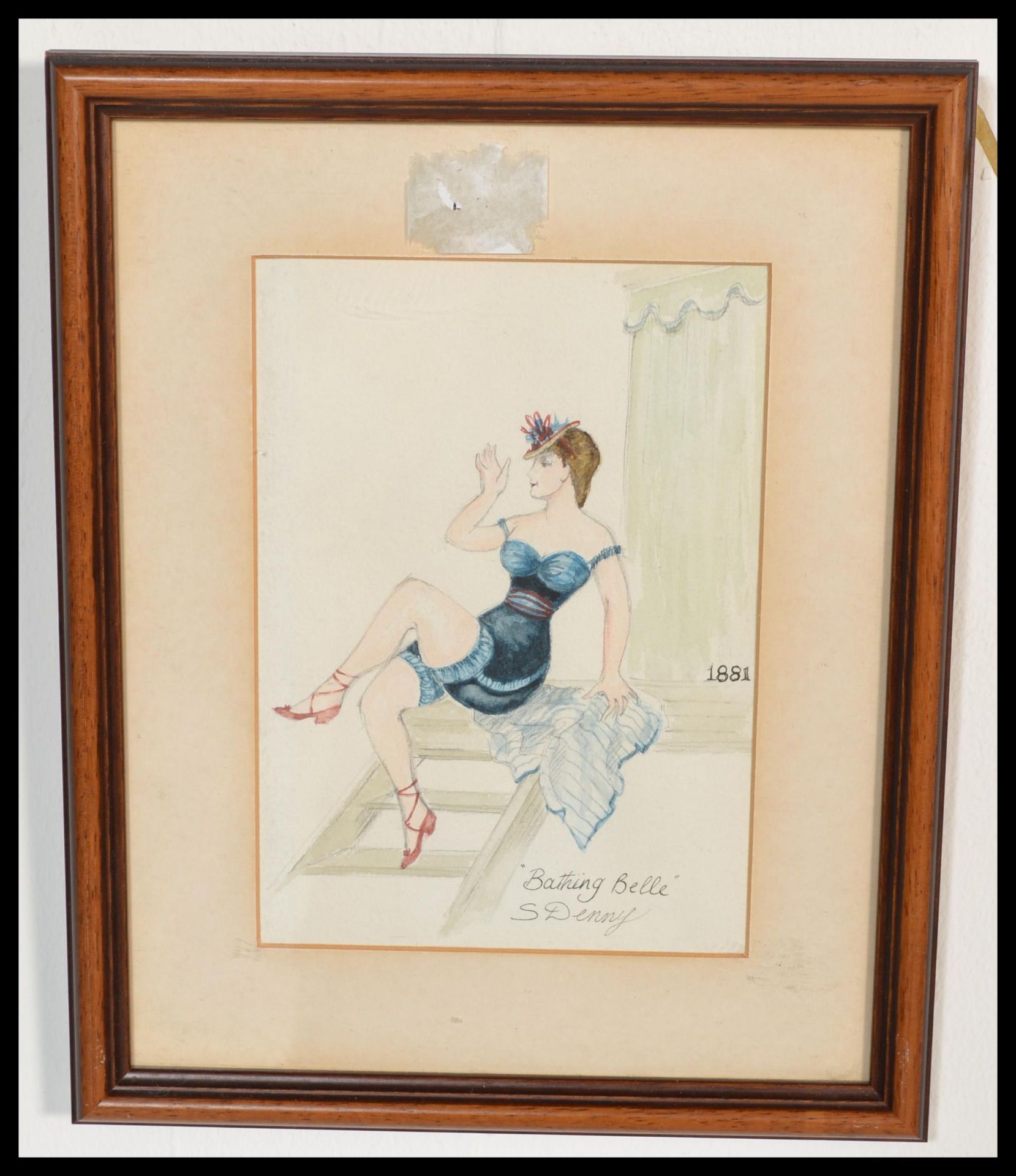 A set of four 19th Century French watercolour paintings entitled Bathing Belle depicting four - Bild 2 aus 6