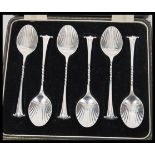 A set of 19th Century Victorian hallmarked silver tea spoons by William Hutton & Sons (Edward