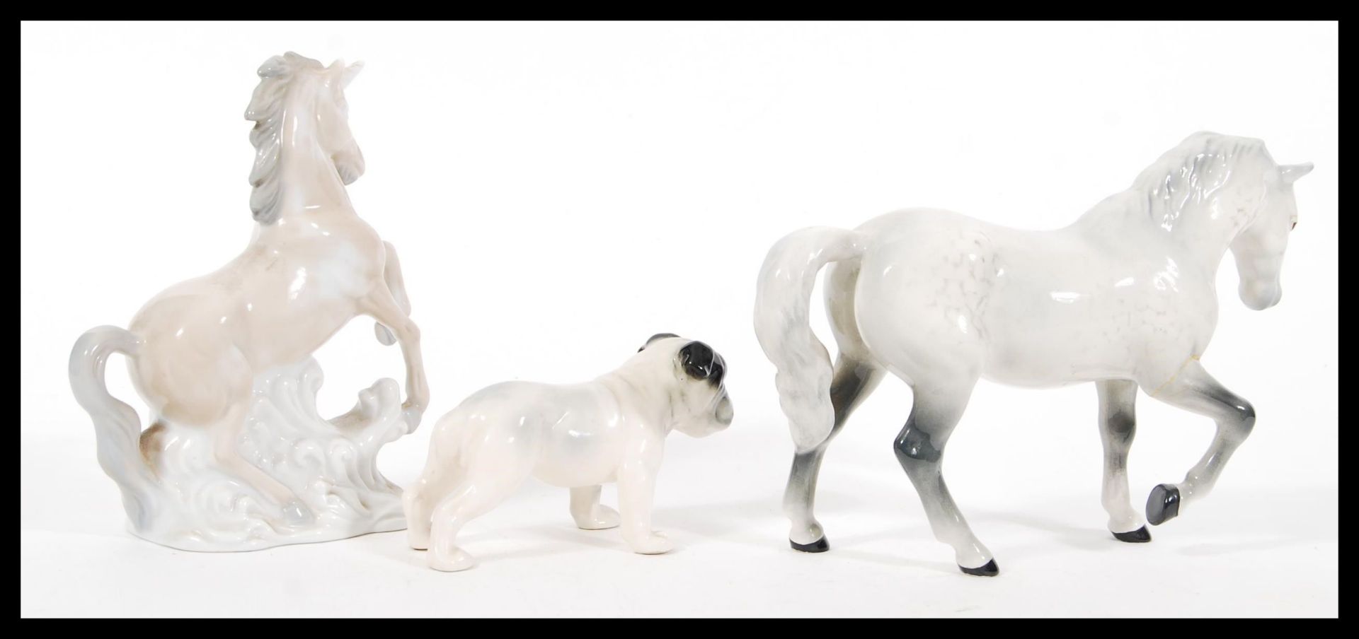 A collection of 20th century ceramic figurines to include a white Beswick horse having mottled - Bild 2 aus 4