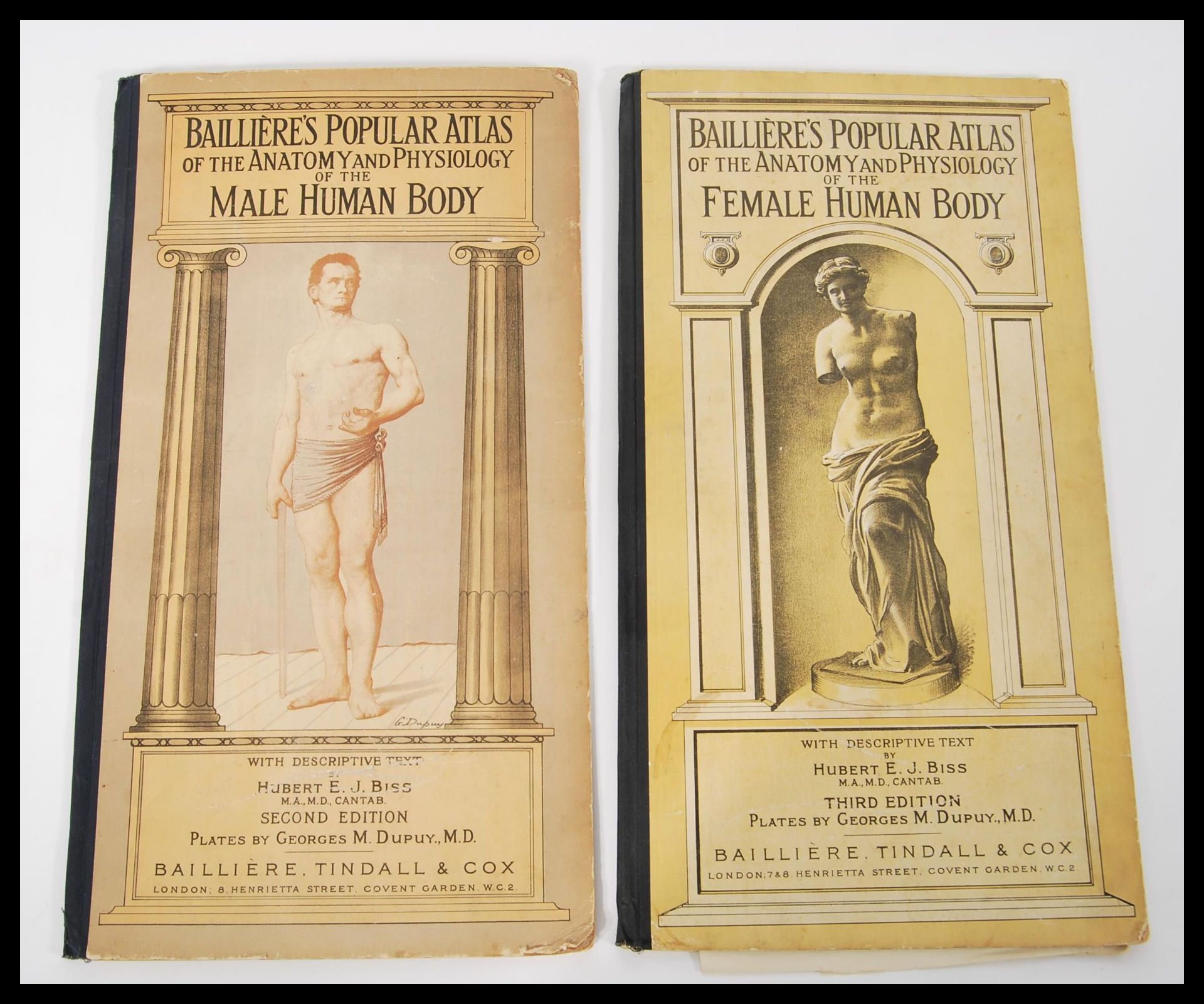 Two early 20th Century Baillieres Female and Male anatomy / anatomical reference books retaining all