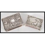 Two early 20th Century Edwardian hallmarked silver matchbox covers or boxes to include an example by