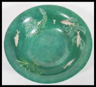 A rare 19th Century John Maddock centerpiece bowl having a mottled green ground with hand painted