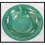 A rare 19th Century John Maddock centerpiece bowl having a mottled green ground with hand painted