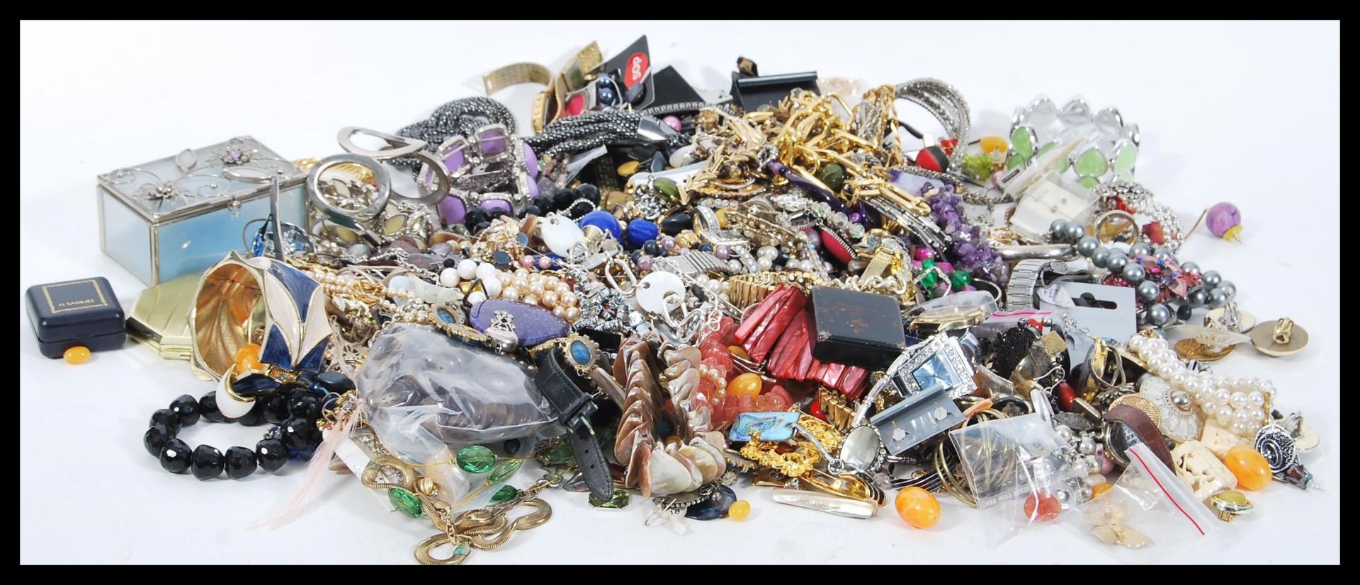A collection of 20th Century costume jewellery to include watches, brooches, necklaces, bangles, a