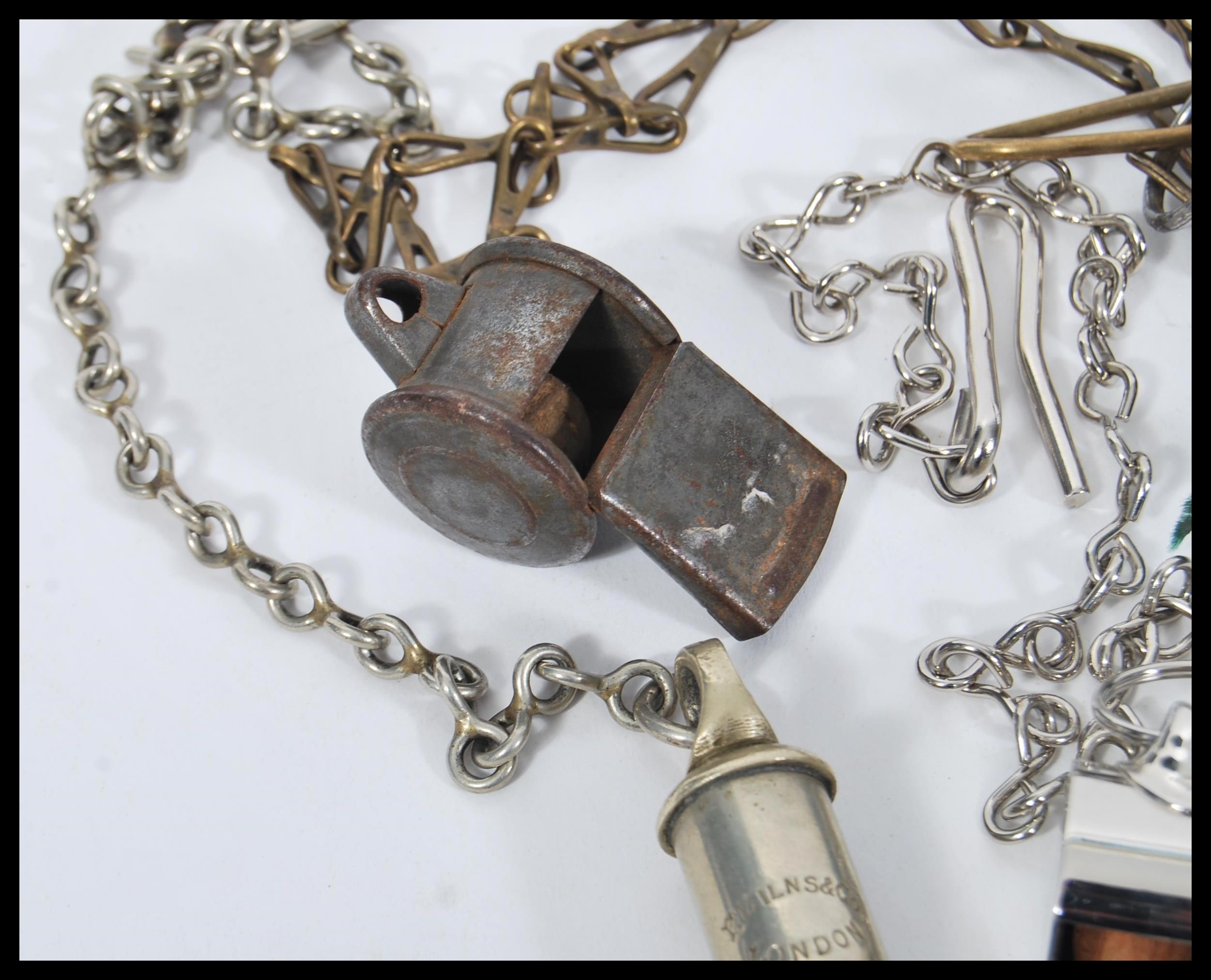 A collection of vintage early 20th Century whistles to include GWR railway, Military, Police, - Image 4 of 7