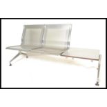 A vintage twin seat and side table airport seating set designed by Danish designer Prof Jorgen