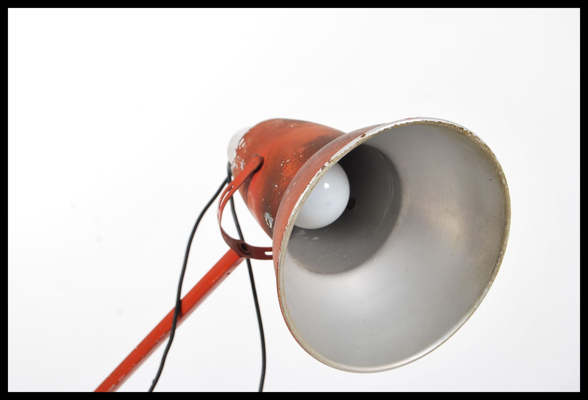 A 1940's Industrial pre-war Herbert Terry anglepoise lamp, raised on a cast metal two step base with - Image 2 of 4