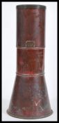 An early 20th Century copper scientific instrument rain gauge / catcher raised on conical copper