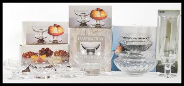 A collection of vintage Dartington glass to include two crystal dip dishes, four Sundae glasses,