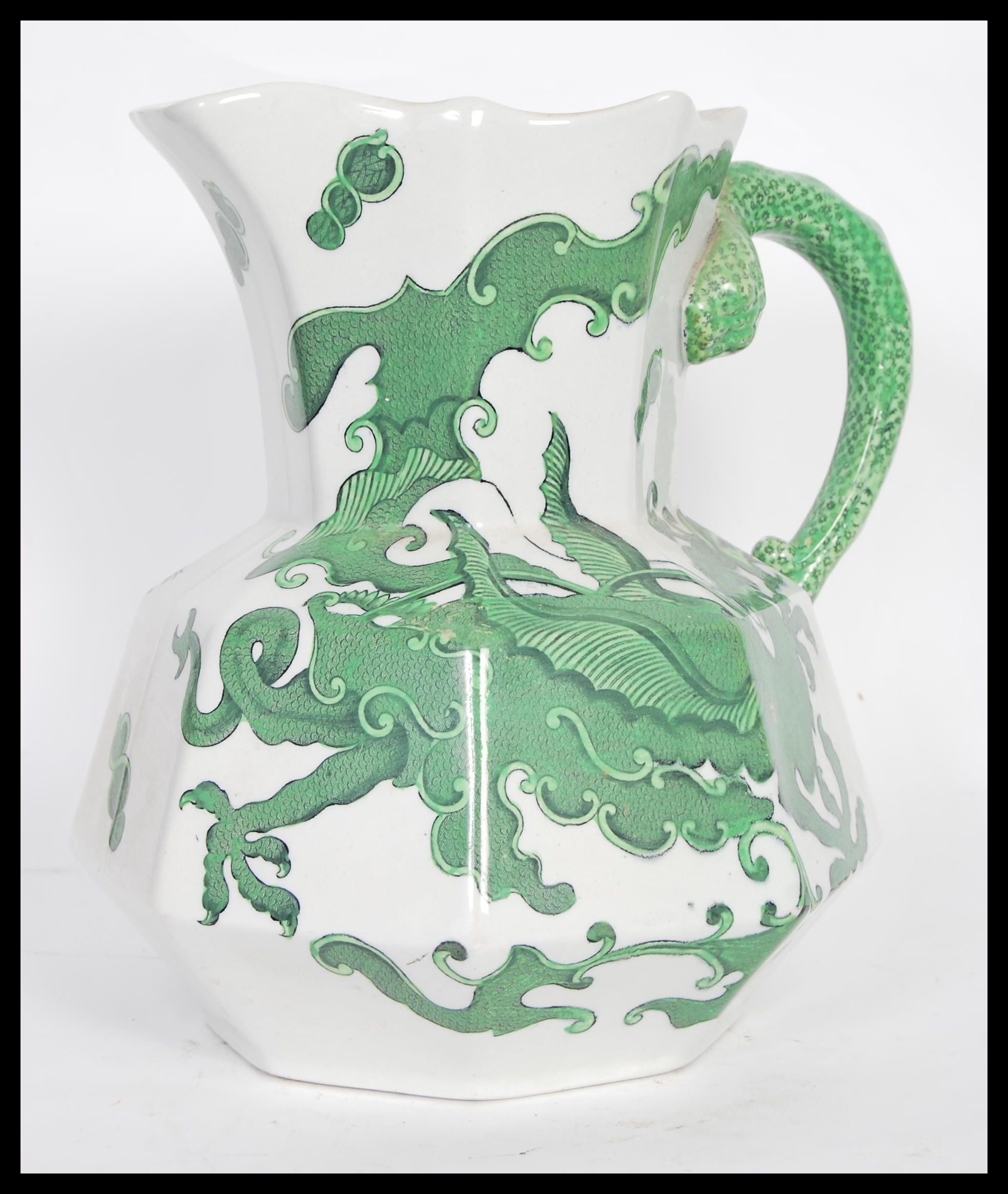 A 19th Century Victorian Mason's / Masons Ironstone hydra jug or water pitcher in the Green Dragon