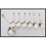 A collection of seven 20th century Sheffield hallmarked silver spoons by Harrison Brothers &