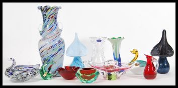 A large collection of vintage retro 20th Century studio glass to include Murano, MDina, Royal