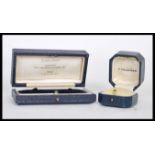 A vintage 20th Century Chaumet cufflink jewellery box, the blue leatherette box with velvet and silk