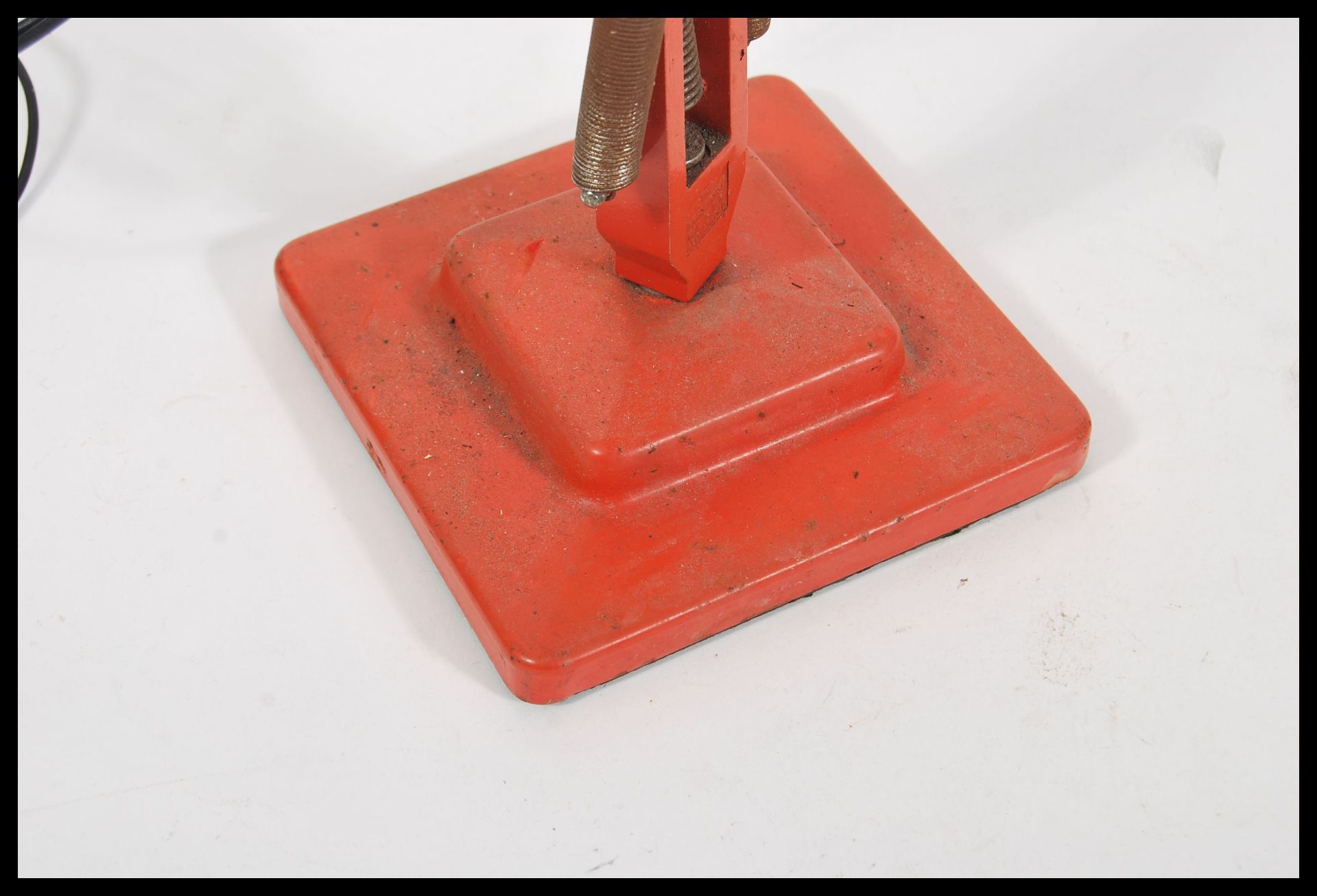 A 1940's Industrial pre-war Herbert Terry anglepoise lamp, raised on a cast metal two step base with - Image 3 of 4