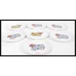 A matching set of seven vintage retro 20th Century Churchill English Ironstone Beefeater pattern