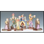 A group of Leonardo figurines to include three clowns from the 1997 Clowning Around series, King