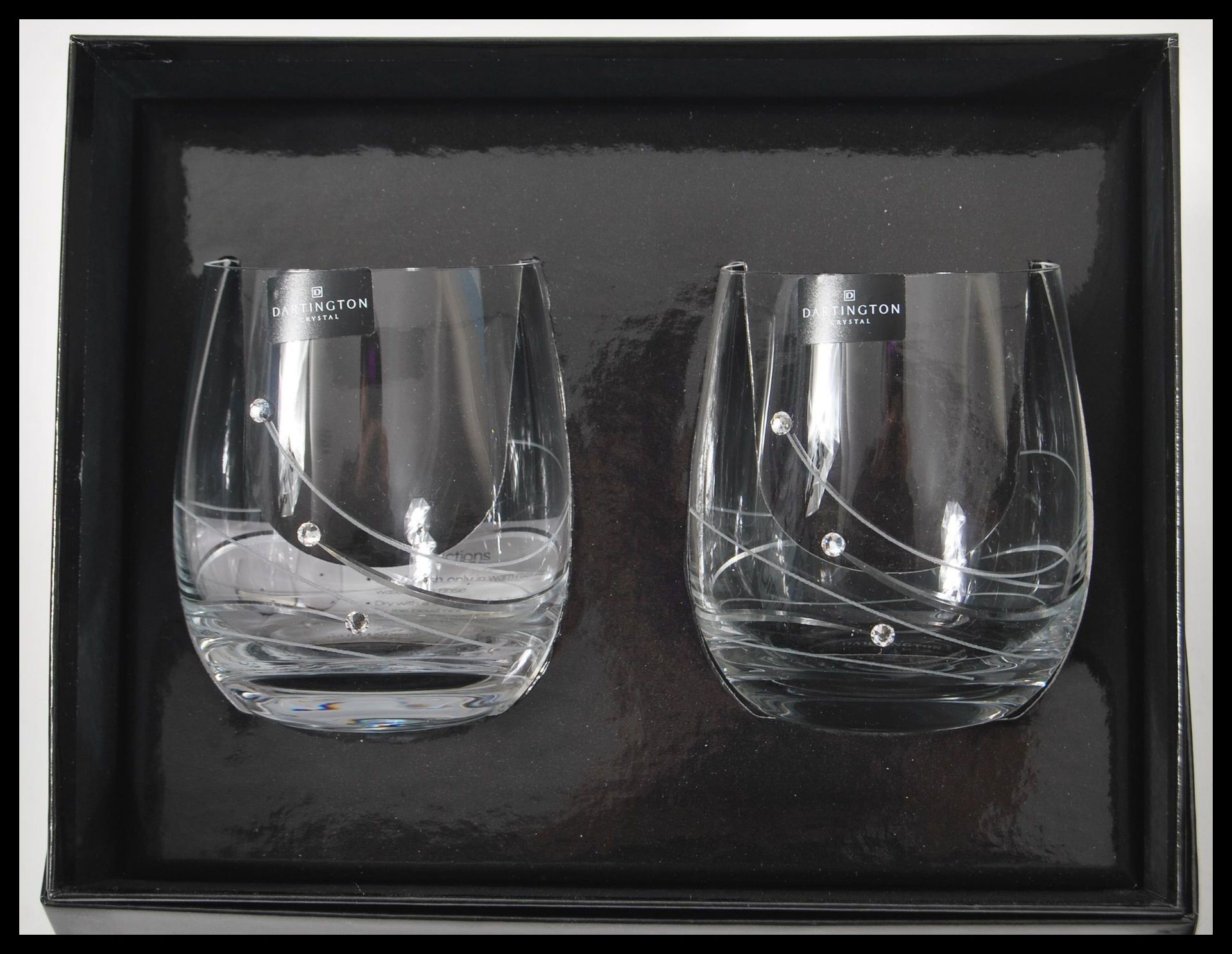 A boxed set of Dartington Glitz Swarovski crystal set drinking glasses complete in original box - Image 2 of 4