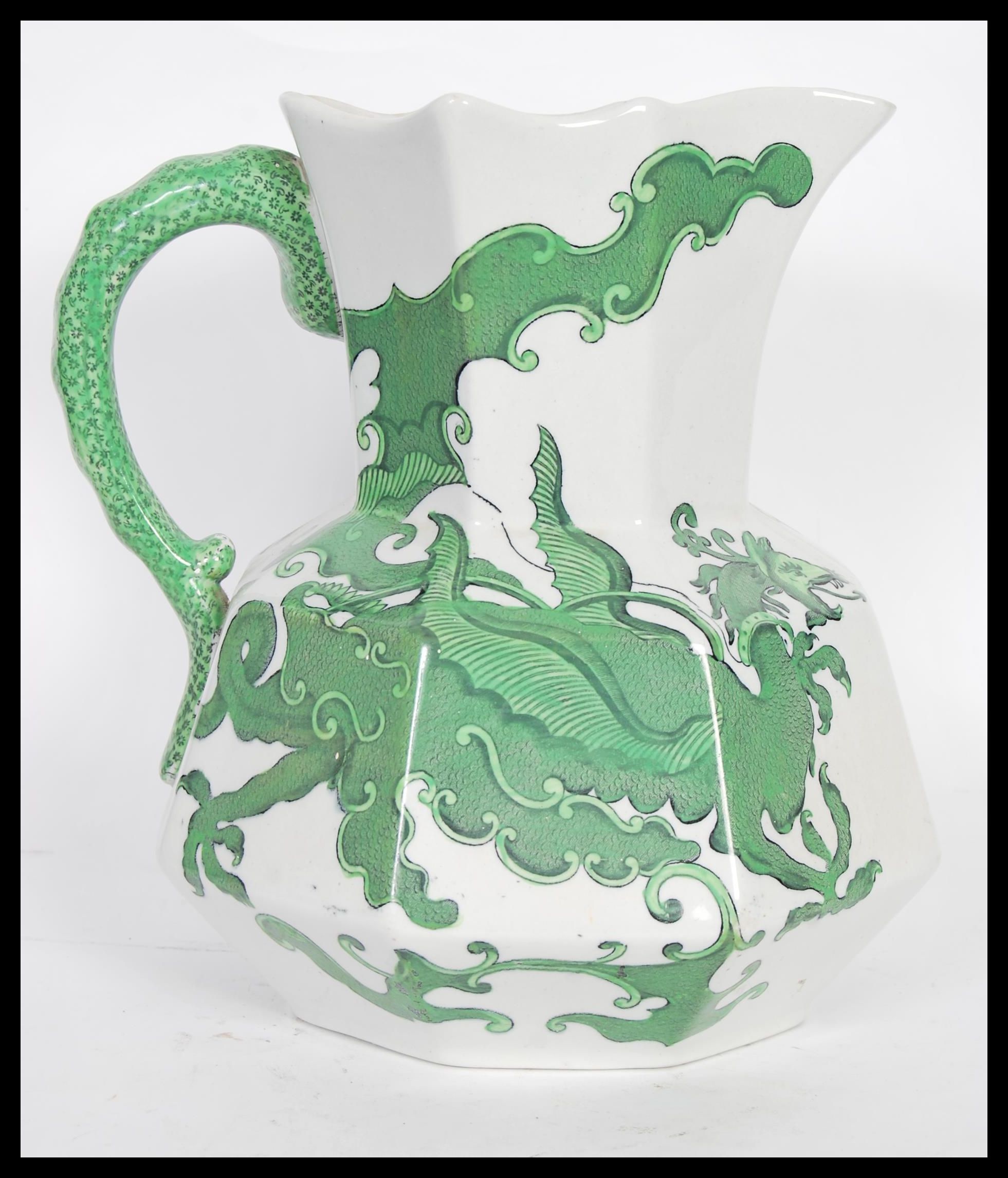 A 19th Century Victorian Mason's / Masons Ironstone hydra jug or water pitcher in the Green Dragon - Image 3 of 5