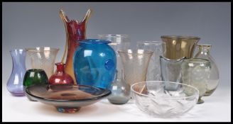 A good collection of vintage retro 20th Century studio art glass to include Whitefriars,