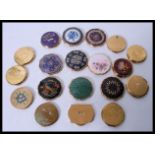 A collection of 19 vintage 20th Century compacts all by Stratton to include enamel decorated, floral