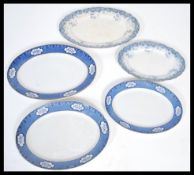 A collection of Blue and White meat platters to include a graduating set of 3 by Losal Ware and a