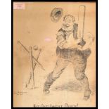 A vintage early 20th century West Country Somerset cricket pen and ink sketch of an elder cricket