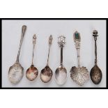 A collection of six teaspoons spoons to include three Birmingham hallmarked dating from 1922 by