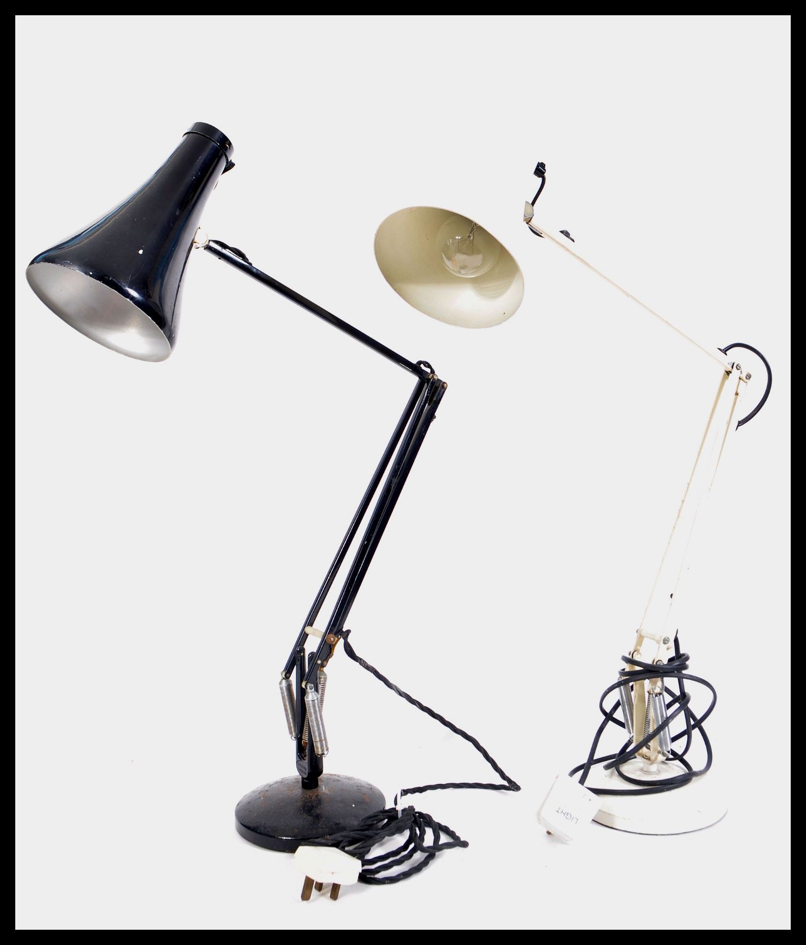 A pair of vintage 20th Century Herbert Terry Anglepoise industrial desk lamps finished in white