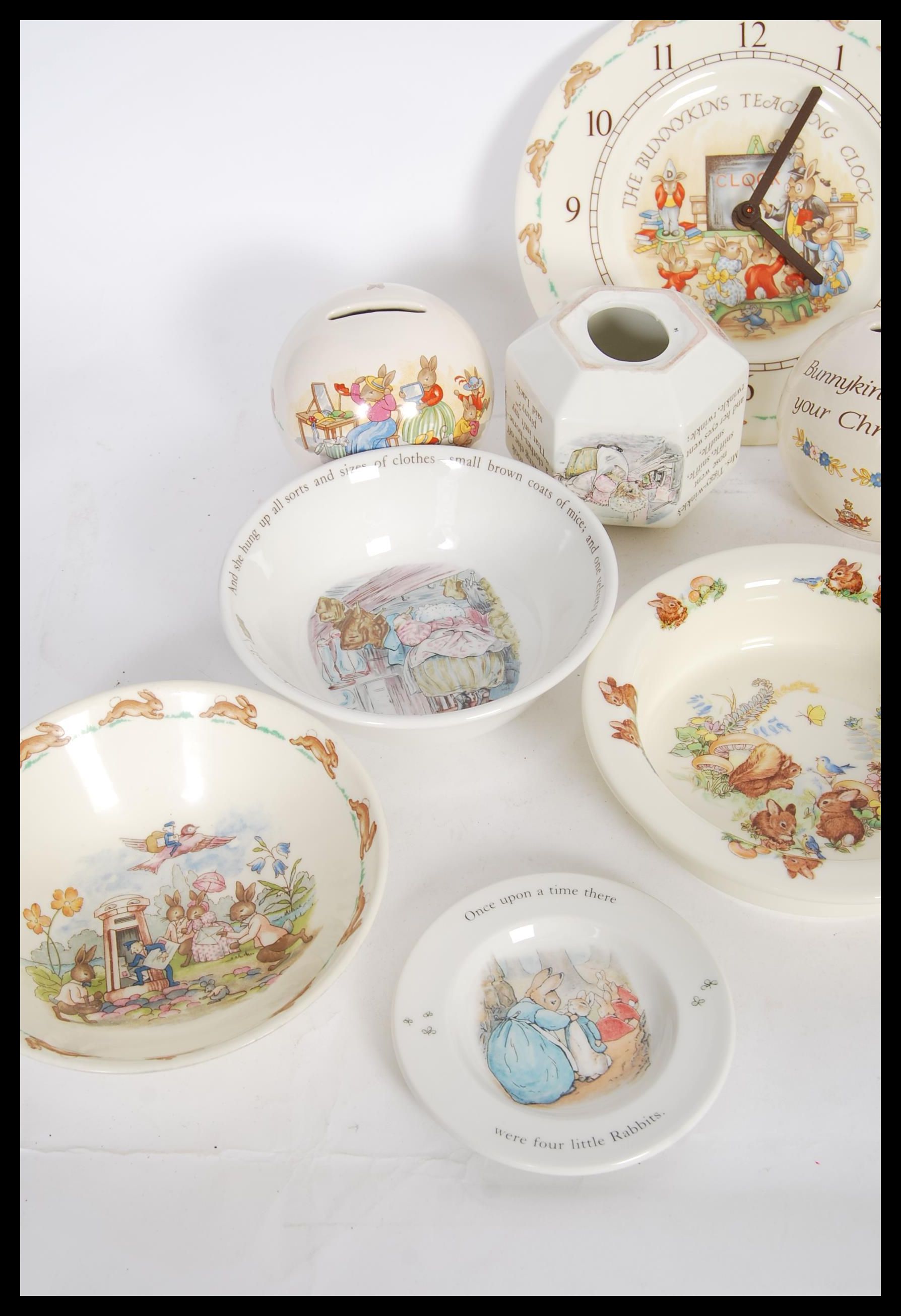 A collection of Royal Doulton ' Bunnykins ' ceramics to include small plates, mugs, money boxes, a - Image 2 of 4