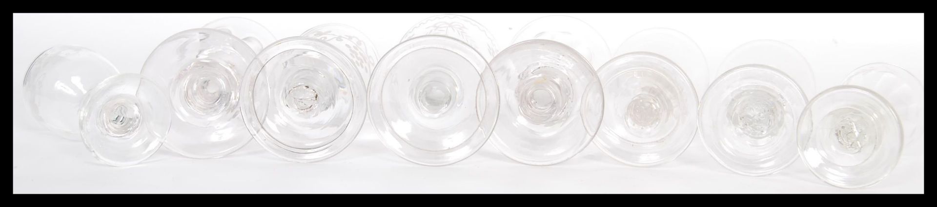 A group of eight 18th / 19th Century Georgian glass drinking glasses to include faceted and etched - Image 5 of 5