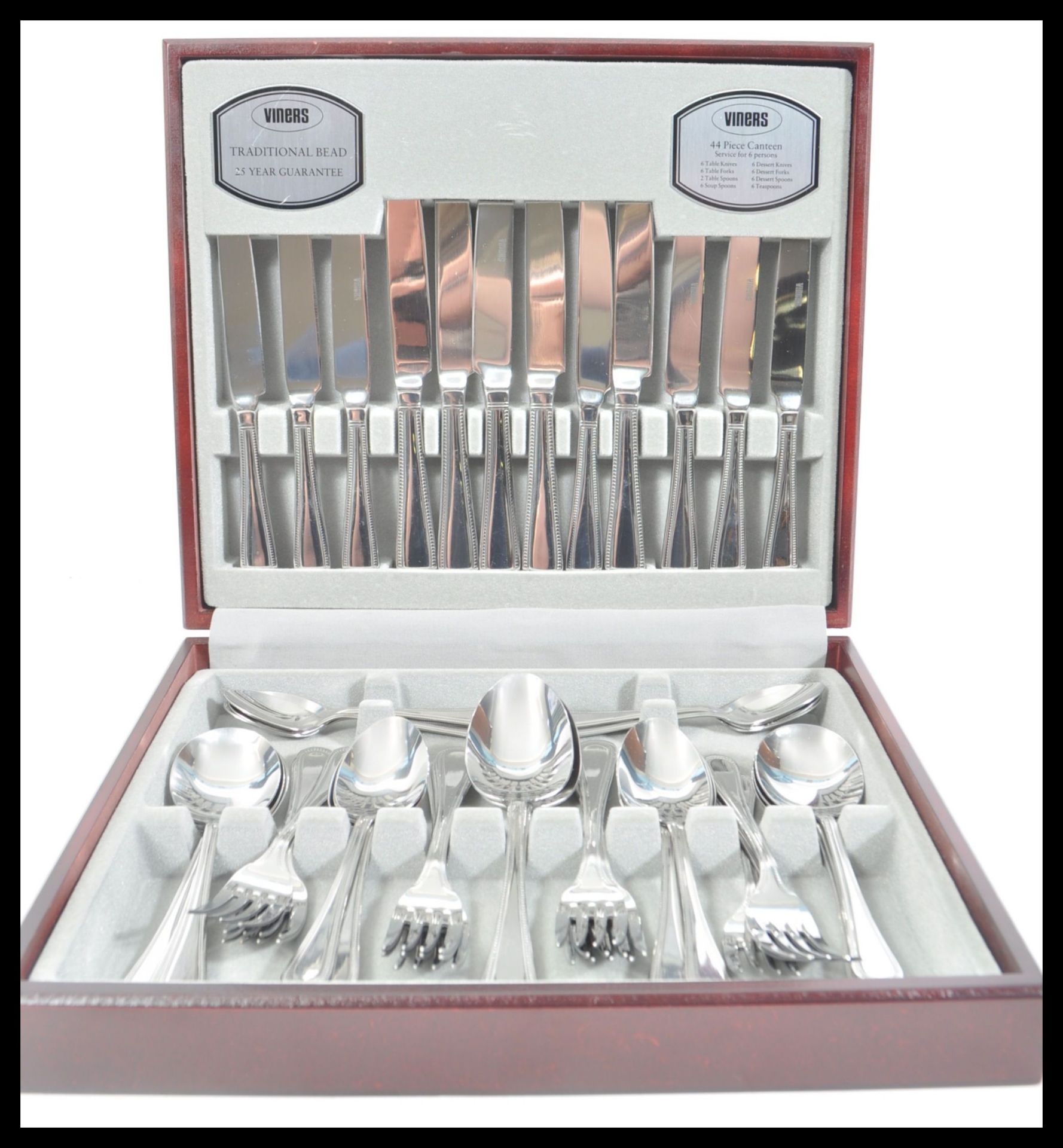 A vintage 20th Century Viners six person 44 piece silver plated Westbury canteen of cutlery in the - Image 3 of 4