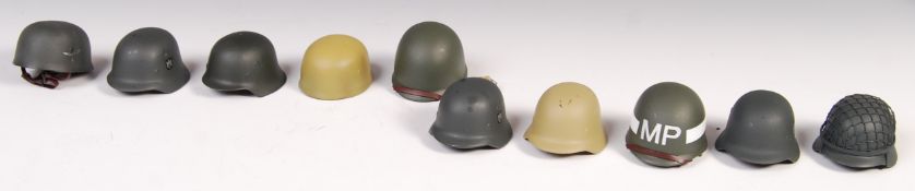 1/6 SCALE COLLECTION - ASSORTED GERMAN & US ARMY HELMETS