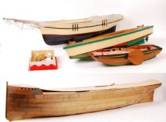 COLLECTION OF UNFINISHED MODEL WOODEN BOATS