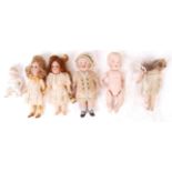 ASSORTED 19TH CENTURY GERMAN / FRENCH BISQUE MINIATURE DOLLS